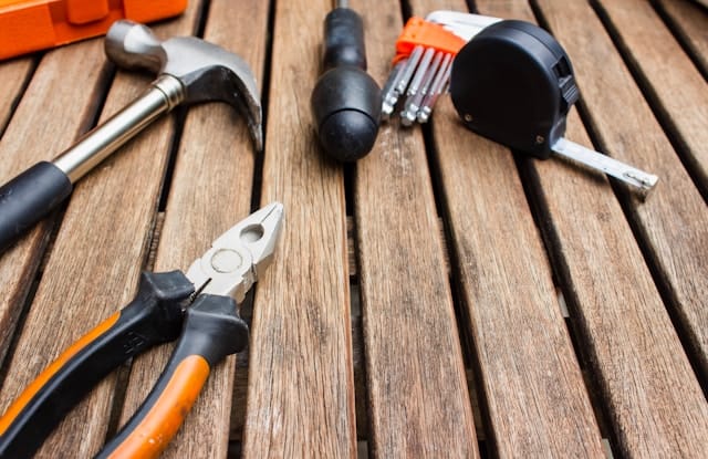 Hand tool set laid out